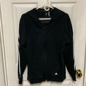 Adidas Black Hoodie with White Stripes